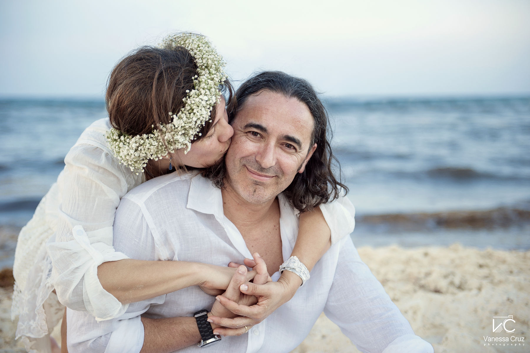 Bride and Groom Beach Portraits Playa del Carmen Mexico