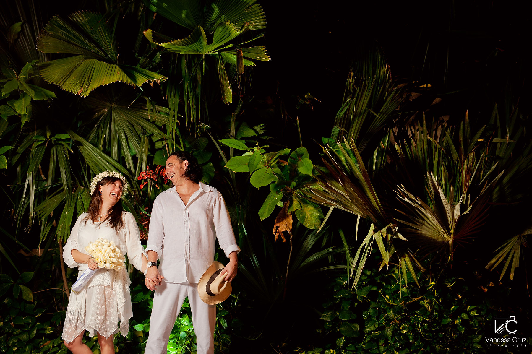 Night Wedding Portraits Playa del Carmen Mexico