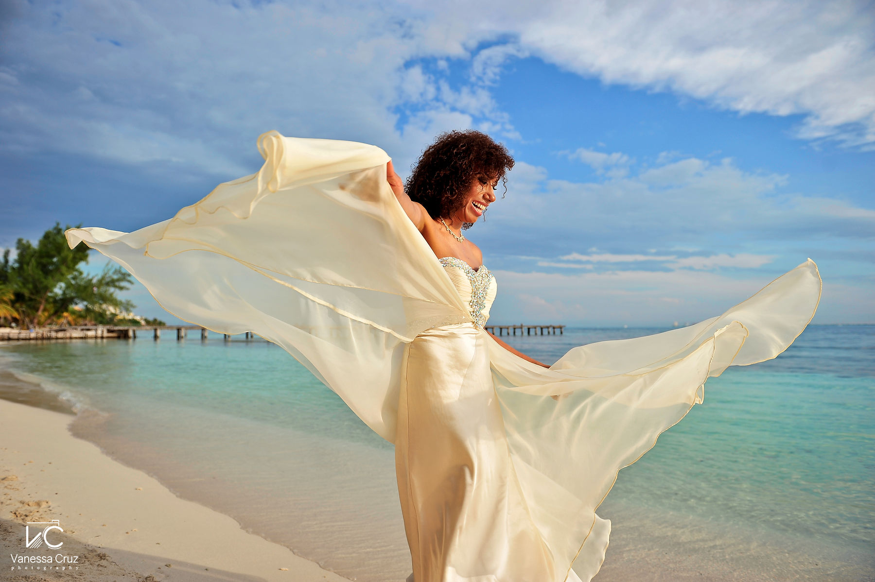 Creative Bride Wedding Portrait Isla Mujeres Mexico