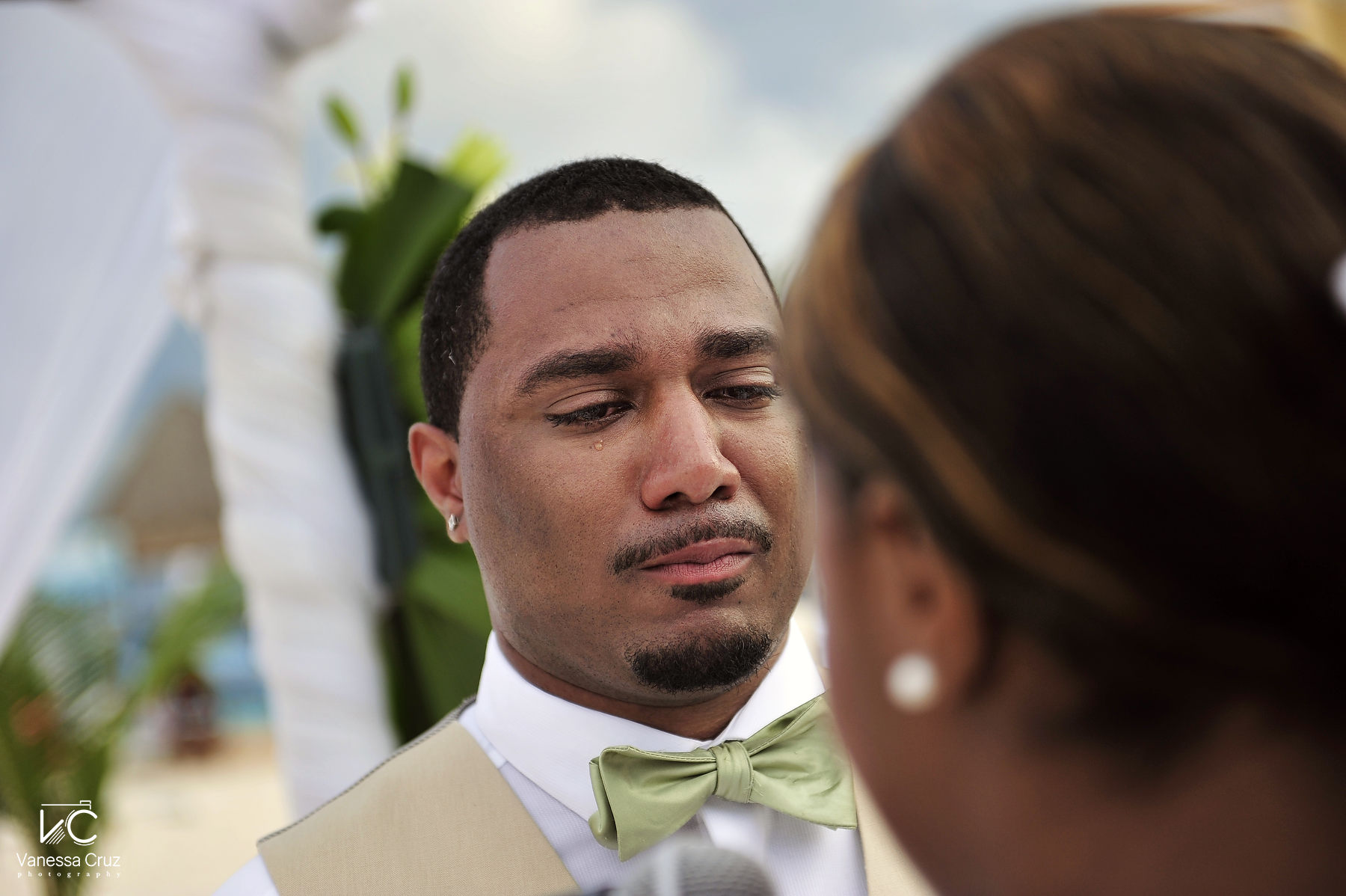 Groom crying Wedding Ceremony  Playa del Carmen Mexico