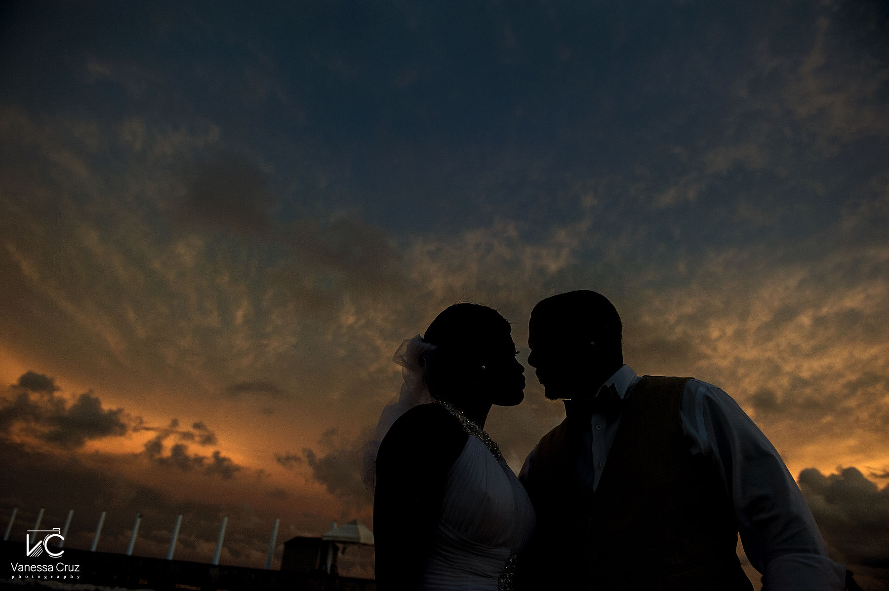 Bride and Groom Silhouette  Royal Playa del Carmen Mexico