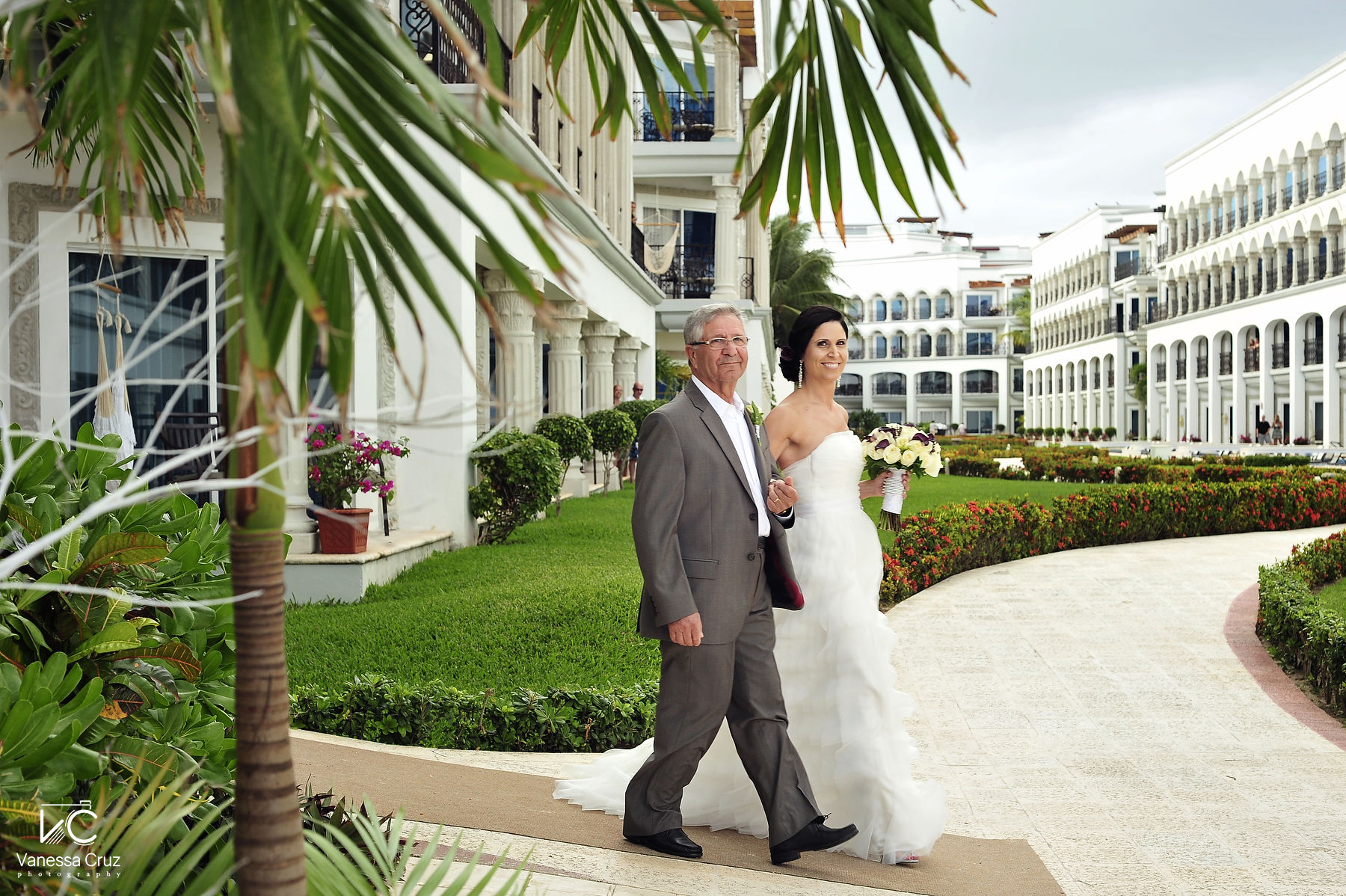 Father giving away bride  Royal Playa del Carmen Mexico