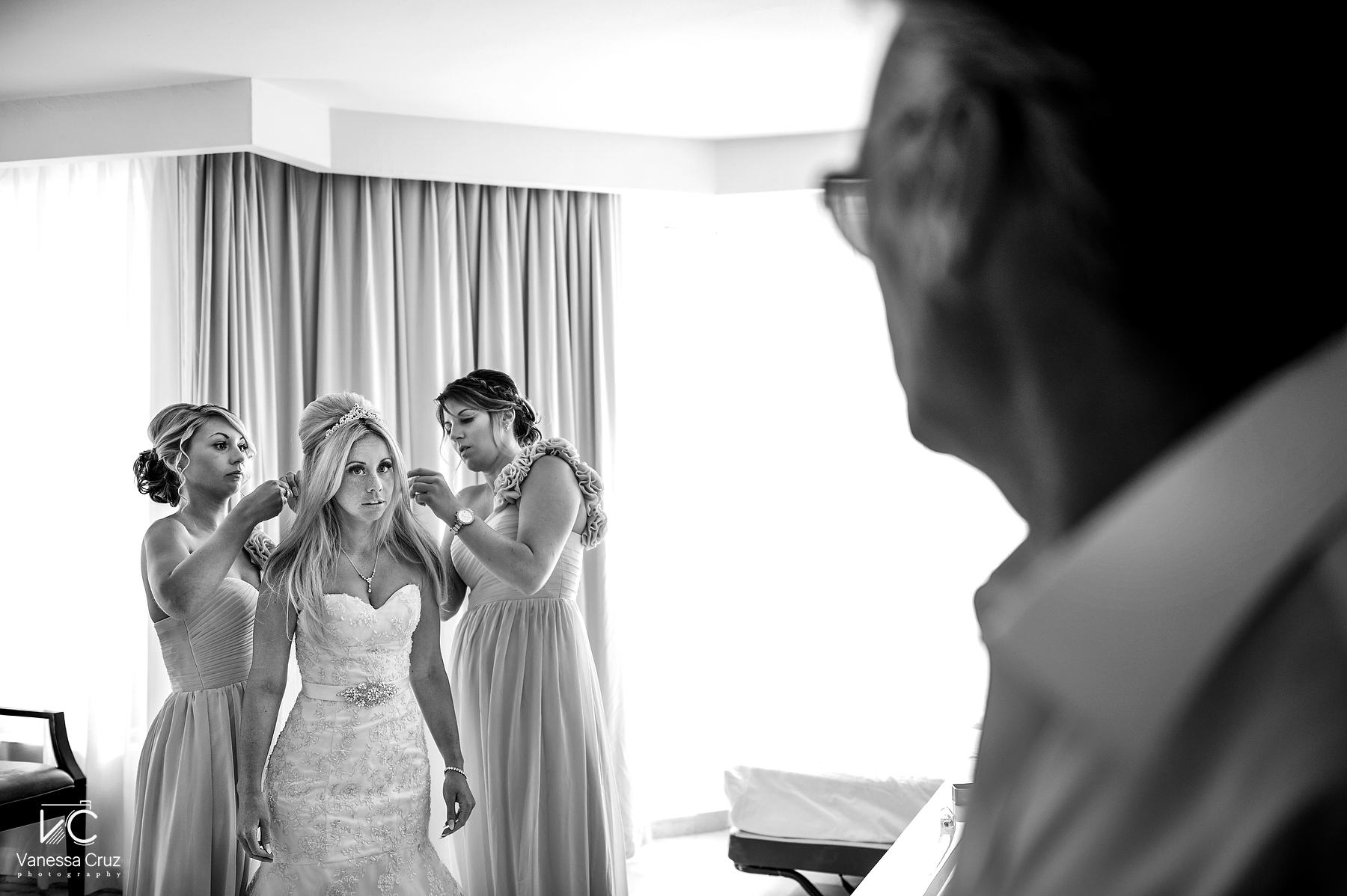 Bride and Father First Look Moon Palace Cancun Mexico