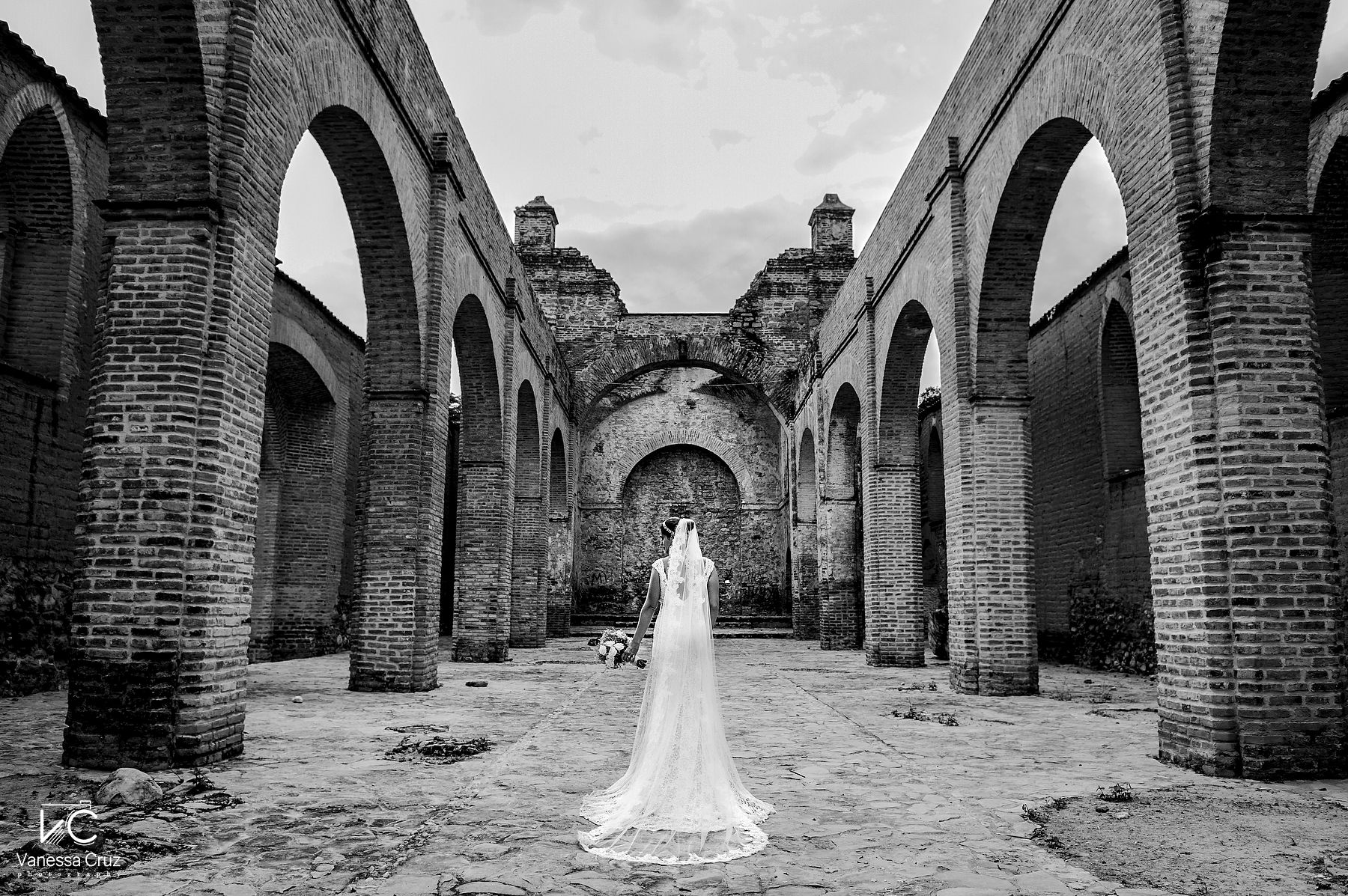 Black and White Bride Portrait