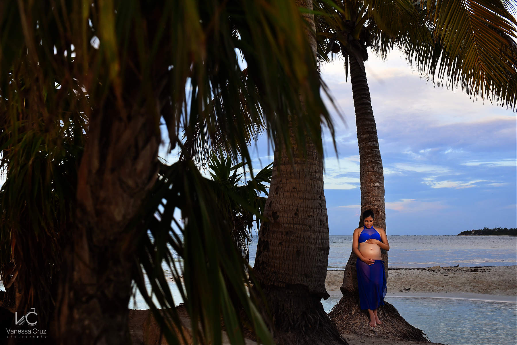 Beach Maternity Portrait Playa del Carmen Mexico