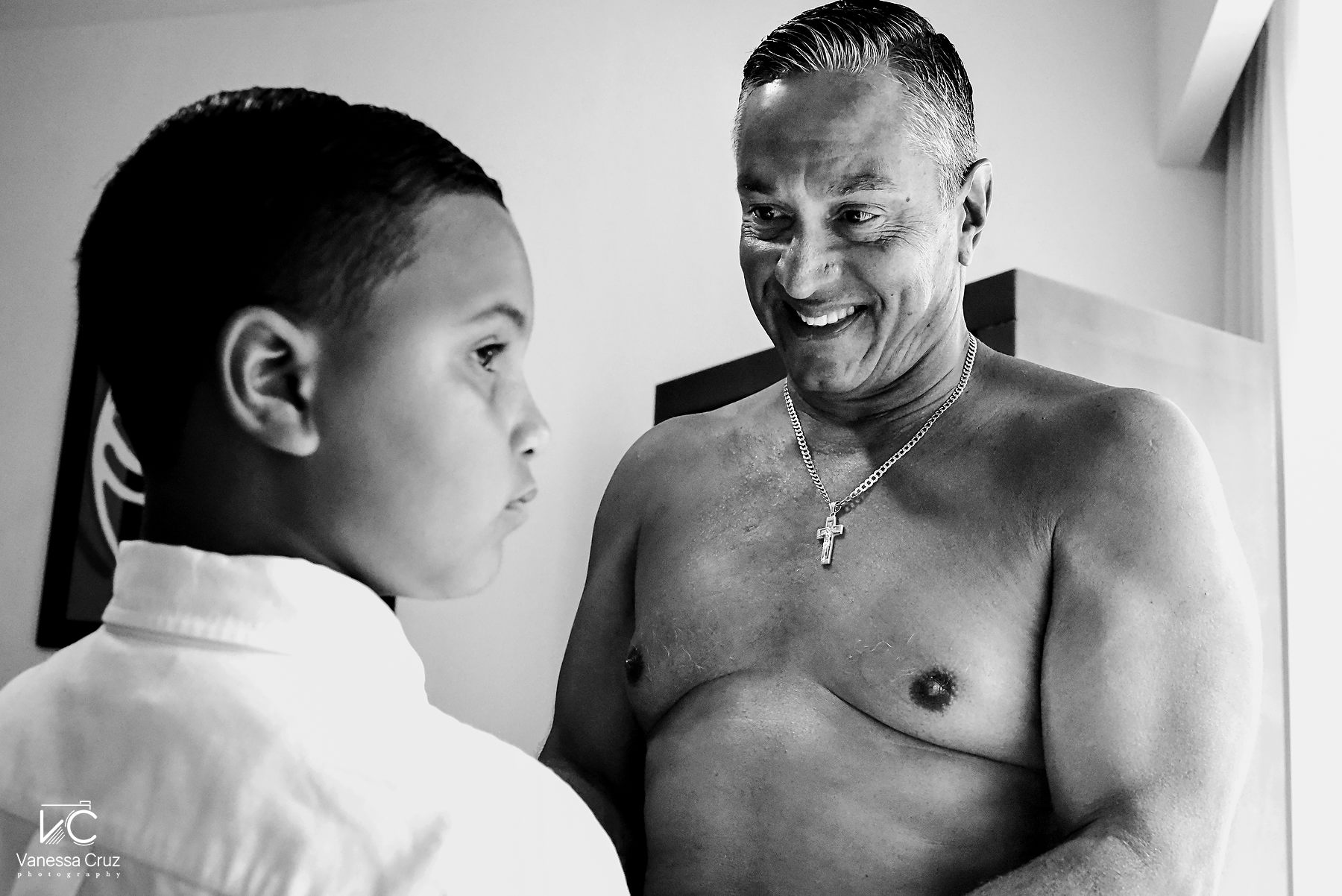 Groom and son getting ready Vidanta Mayan Palace Riviera Maya Mexico