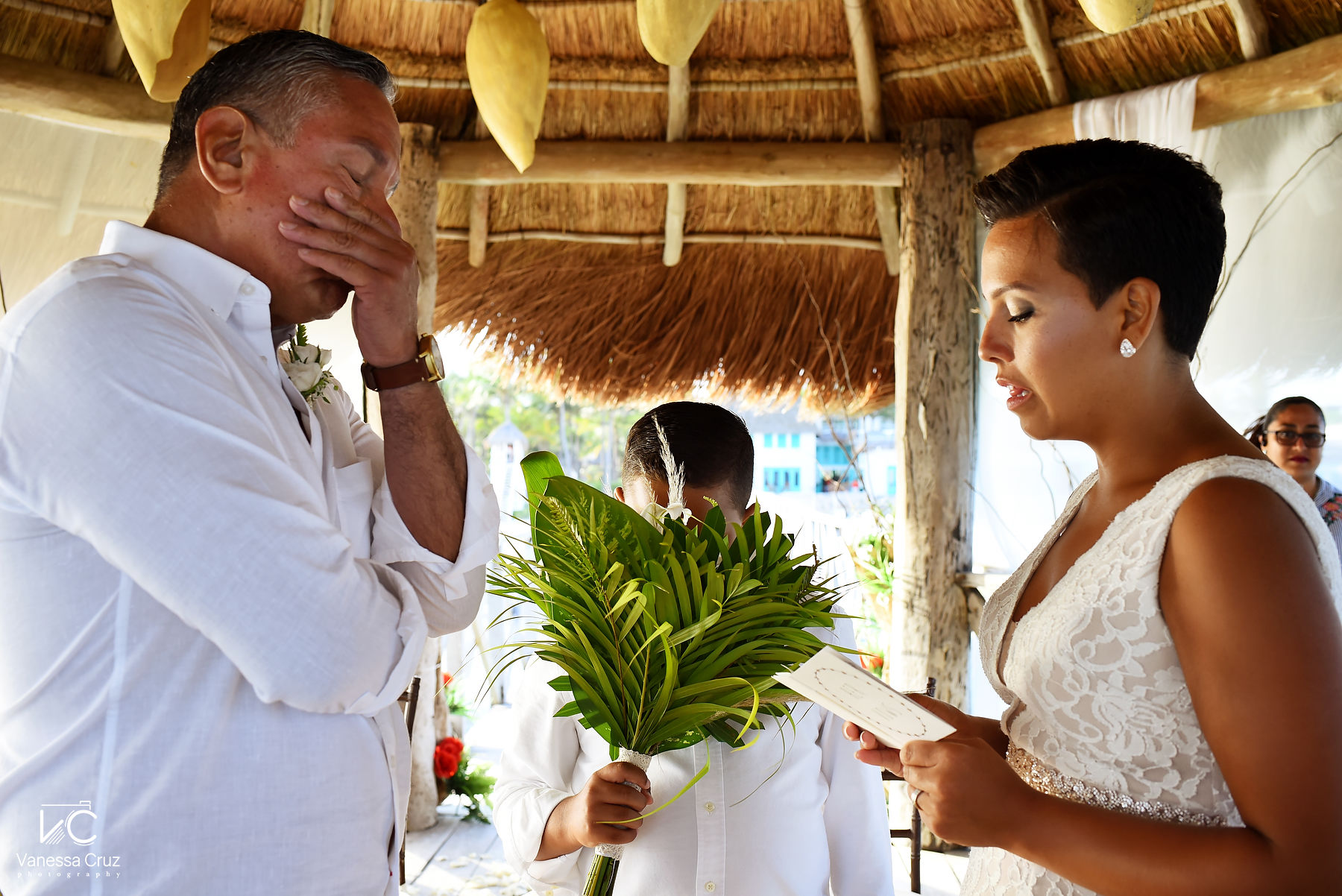 Groom Crying emotional Vow Renewal Vidanta Mayan Palace Riviera Maya Mexico