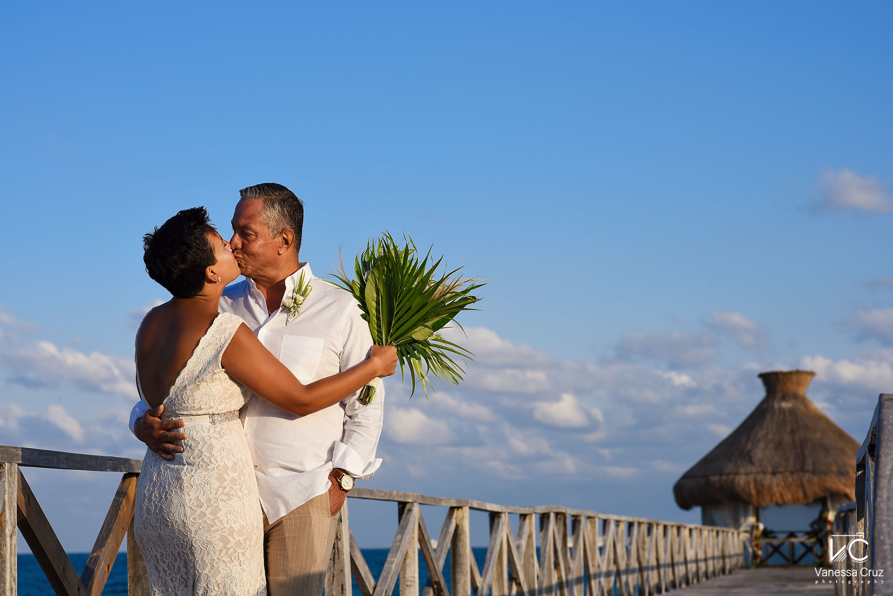 Bride and Groom Vow Renewal Wedding Portraits Mayan Palace Riviera Maya Mexico