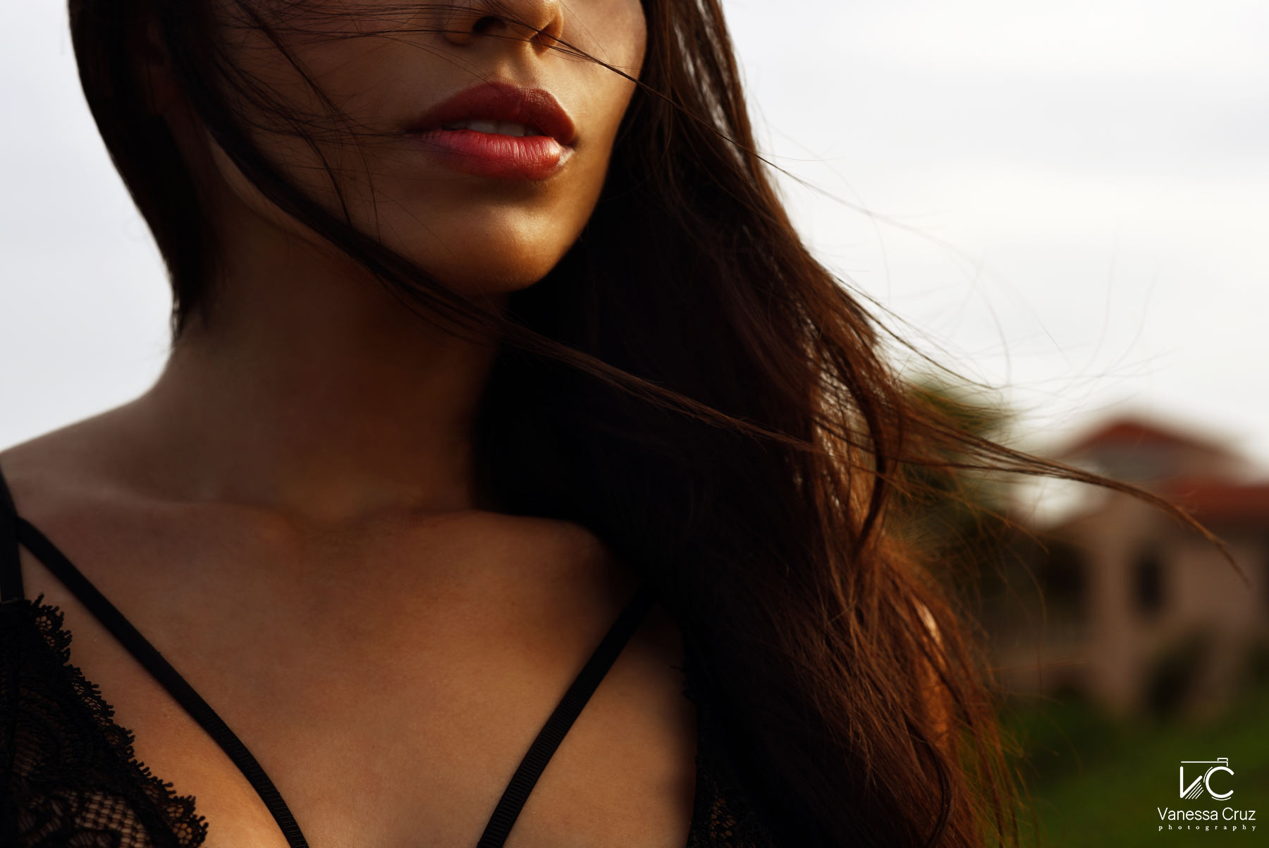 Sensual lips boudoir detail Playa del Carmen Mexico