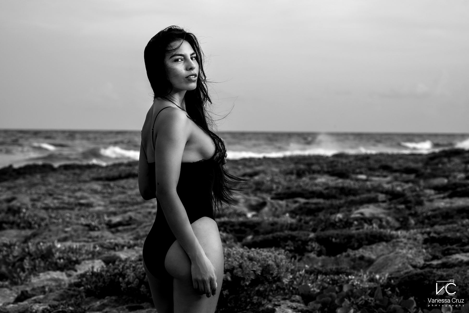Black and white boudoir photography Riviera MayaMexico