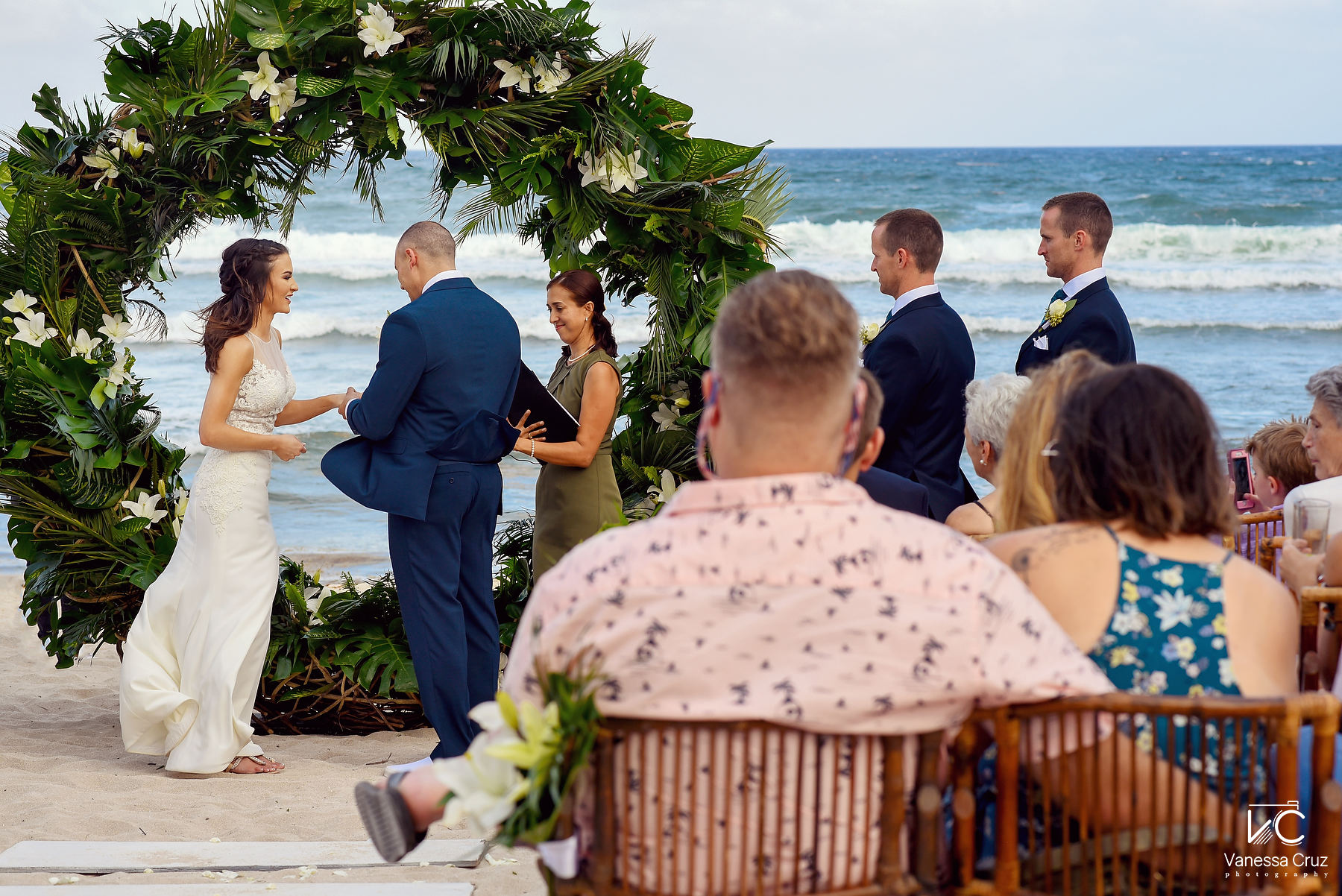 Ring exchange boho wedding Riviera Maya