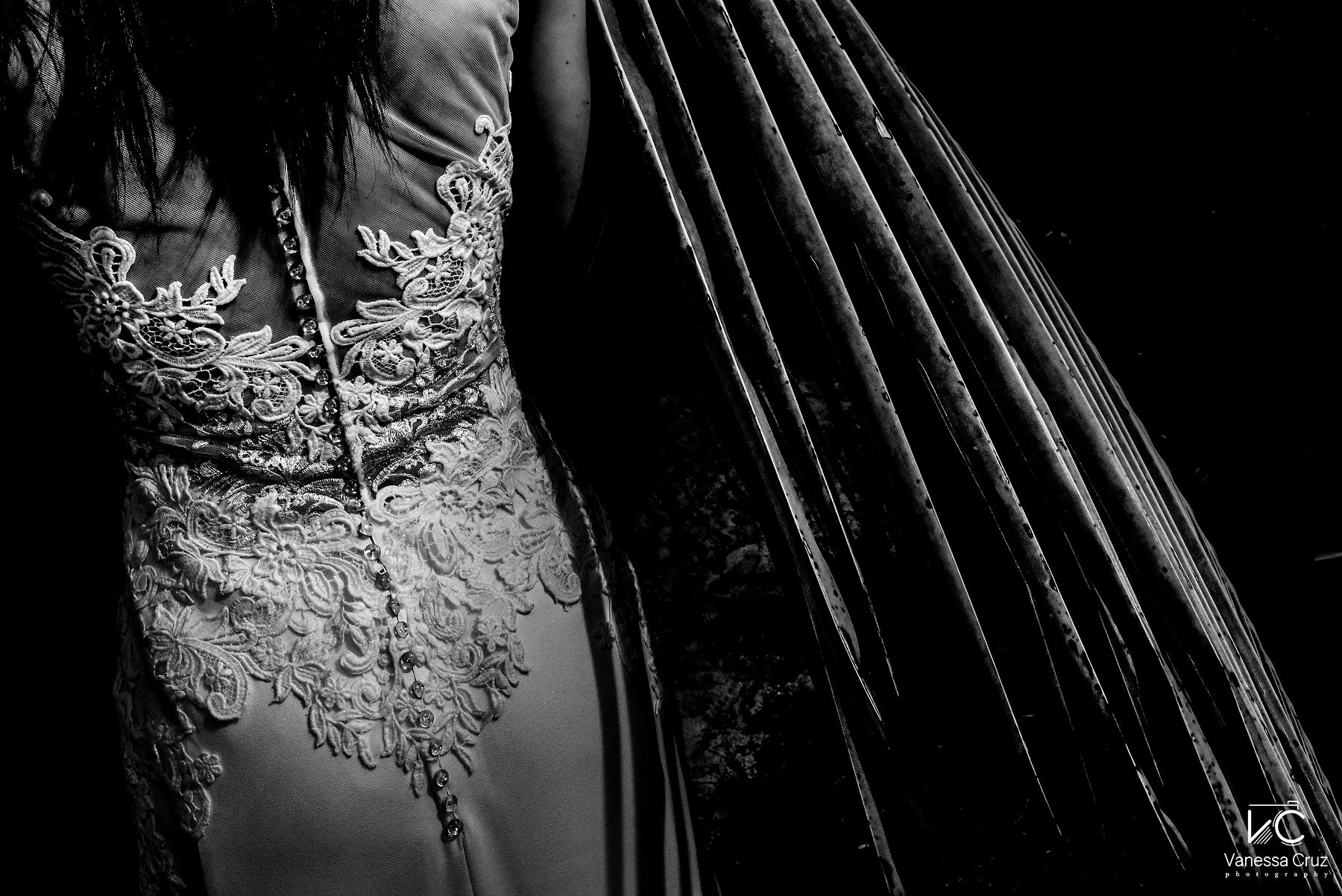 wedding dress detail Riviera Maya Mexico
