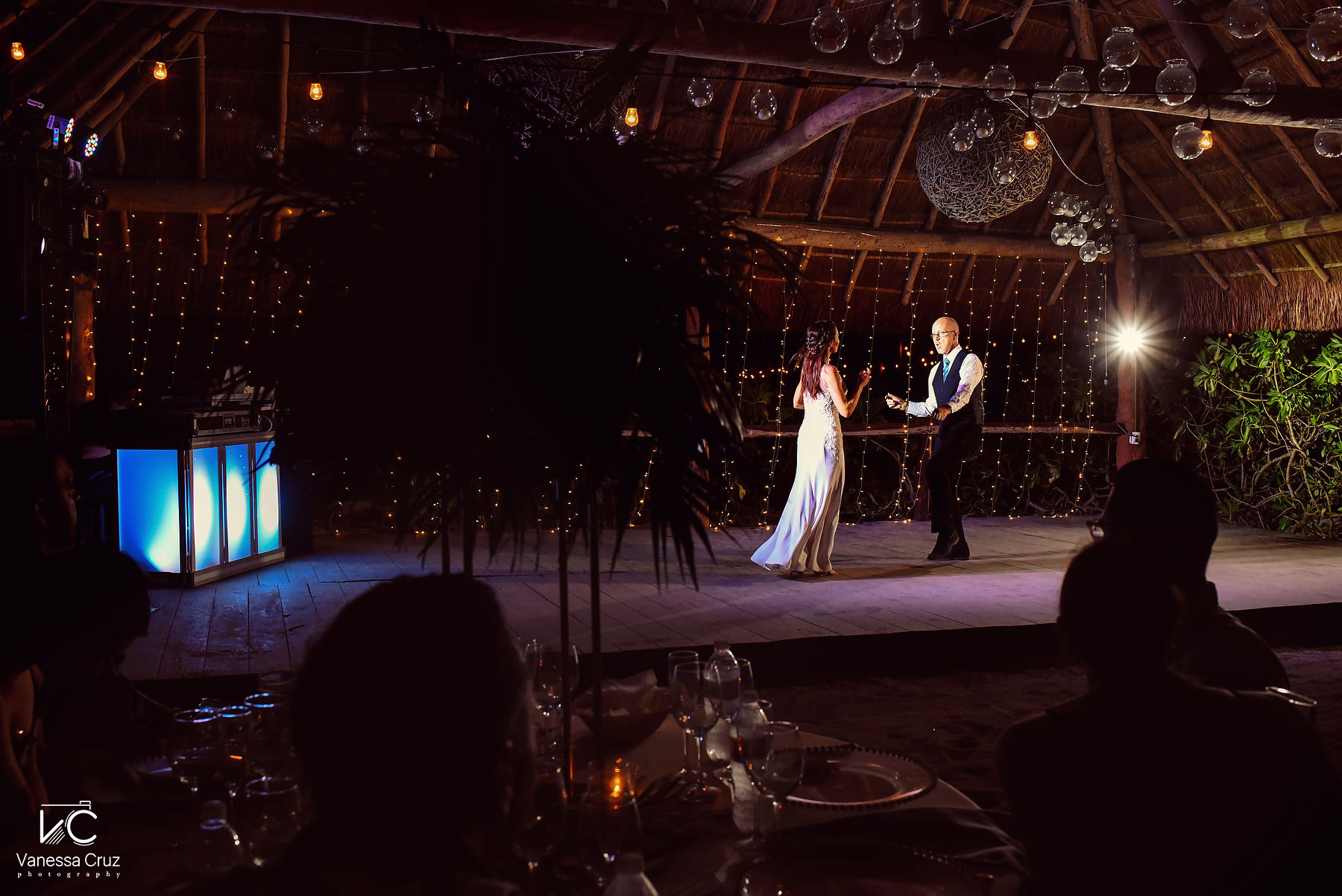Wedding set up boho style first dance father and daughter