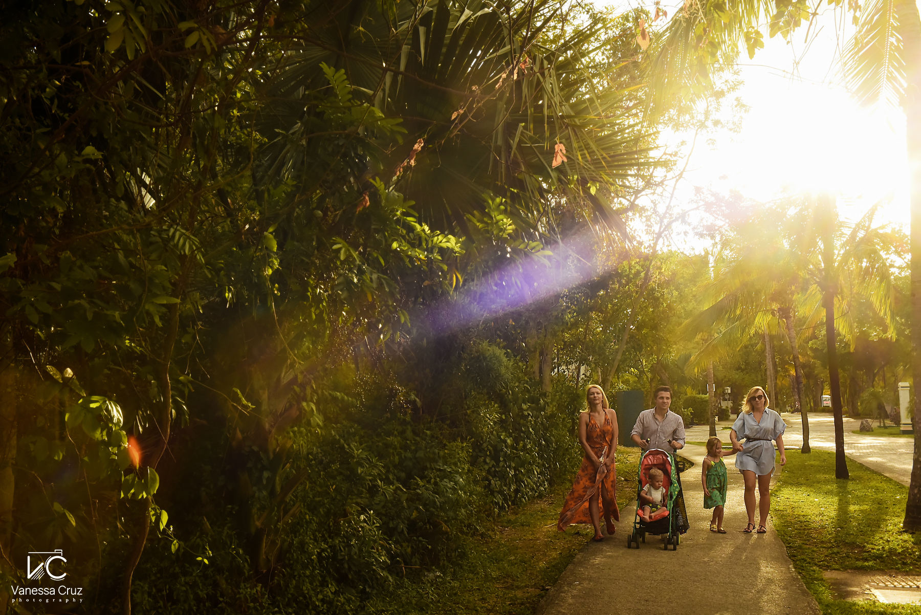 Family portraits sunset time Playa del Carmen Mexico