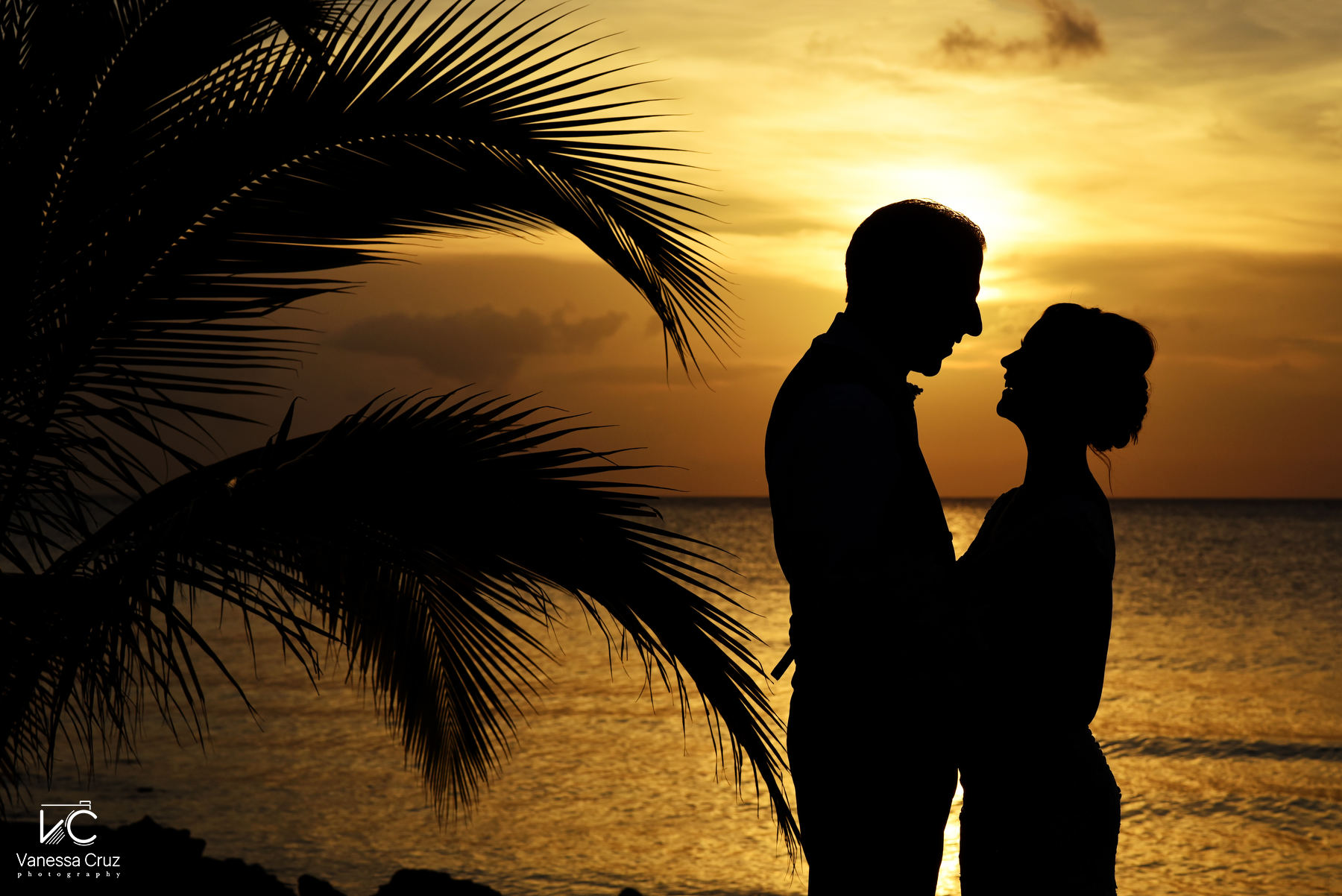 Sunset wedding portrait  Villa Yak Alil Mexico