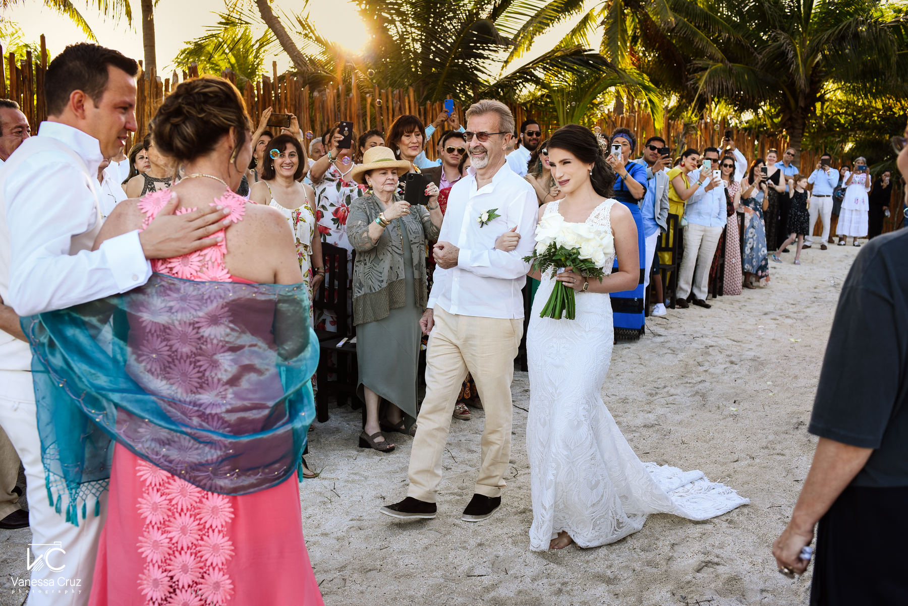 Father giving away Bride blue Venado wedding 