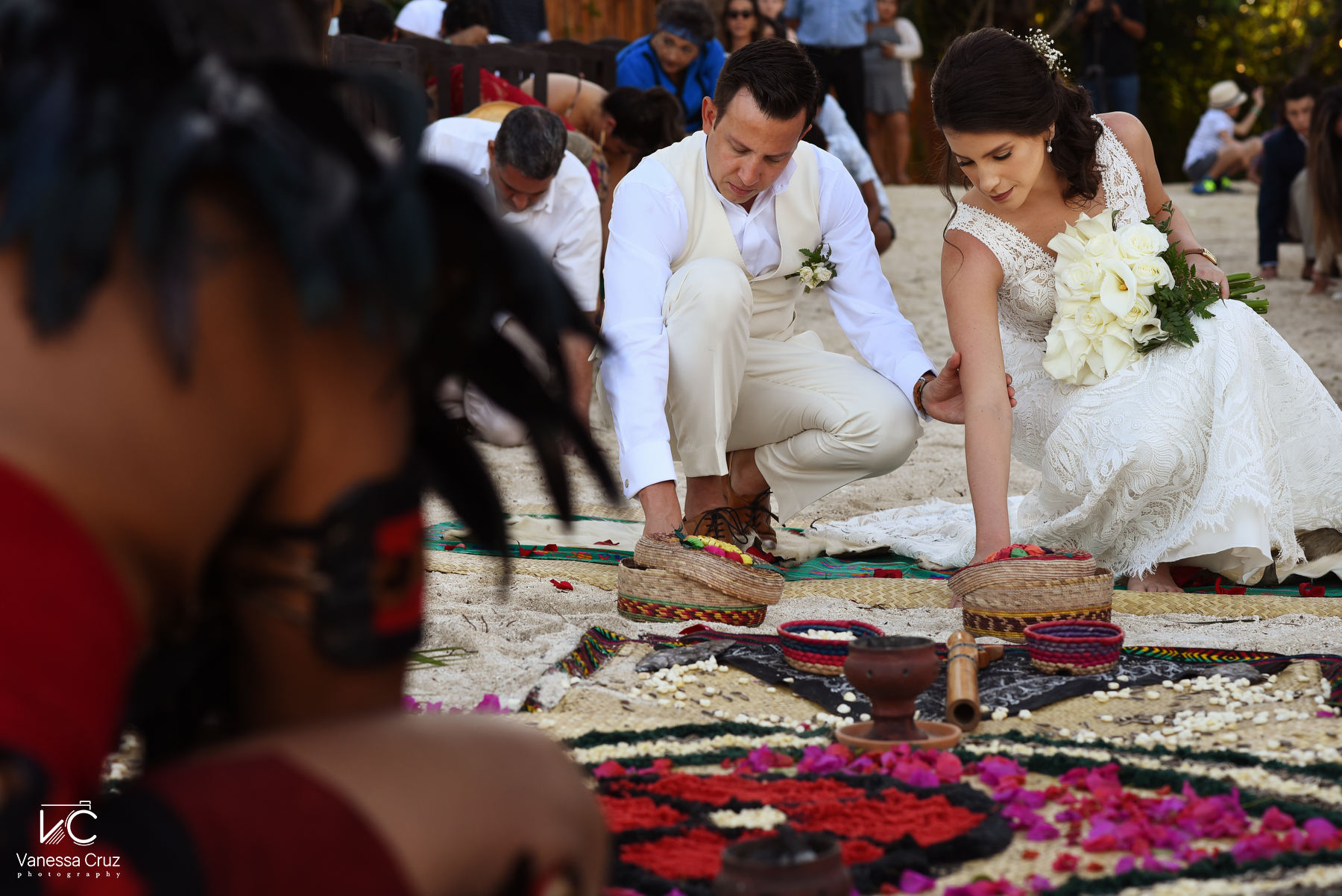 Ceremonia Maya en la playa blue Venado Riviera Maya Mexico