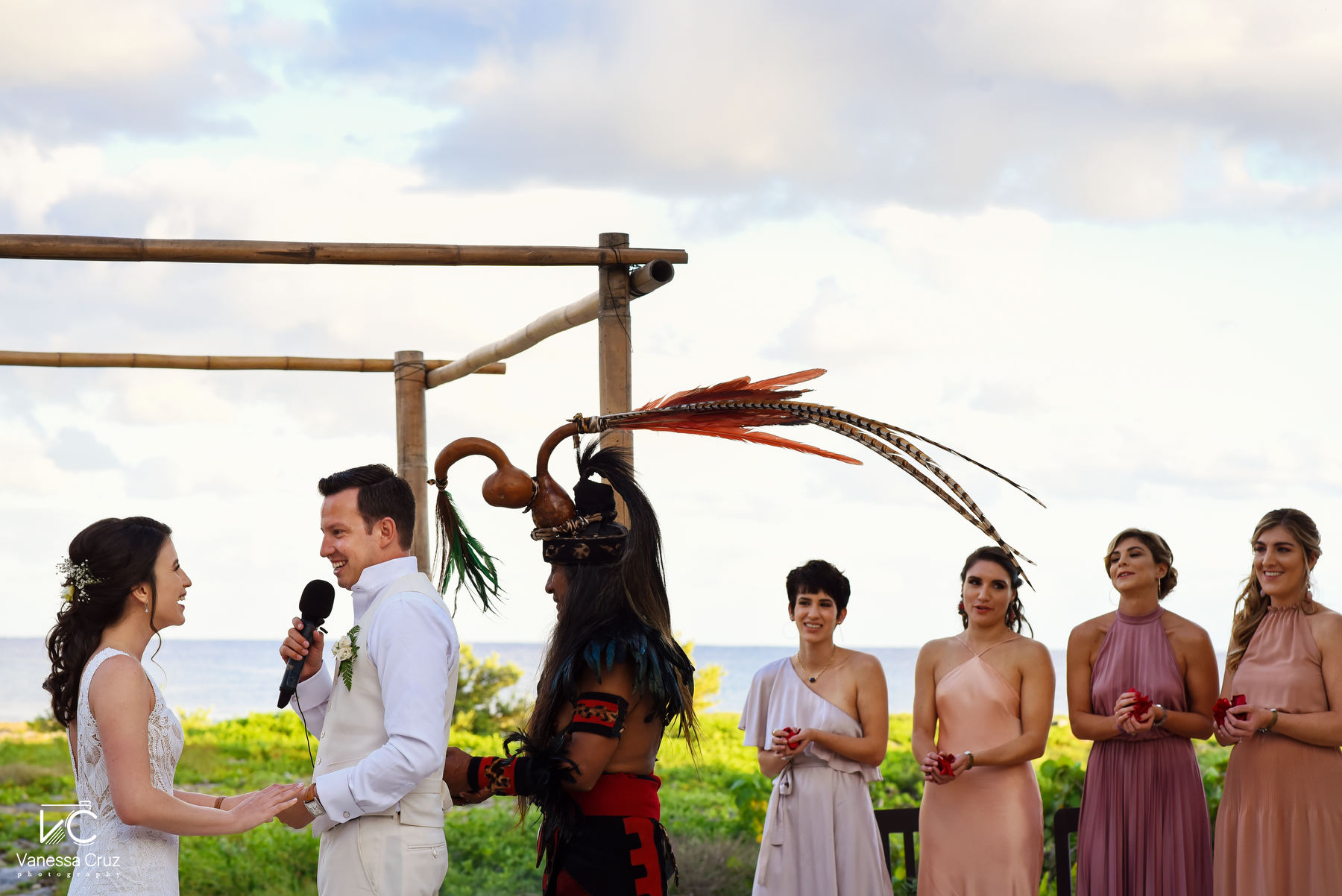Wedding vows blue Venado Riviera Maya Mexico