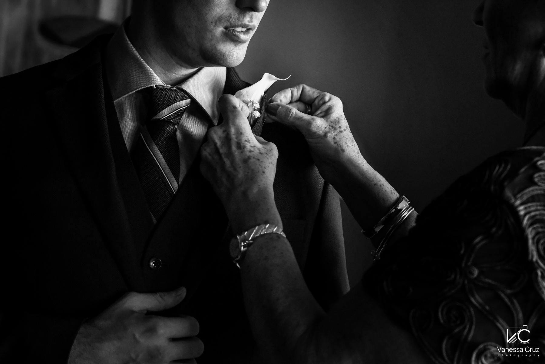 mom and groom getting ready destination wedding Playa del Carmen Mexico