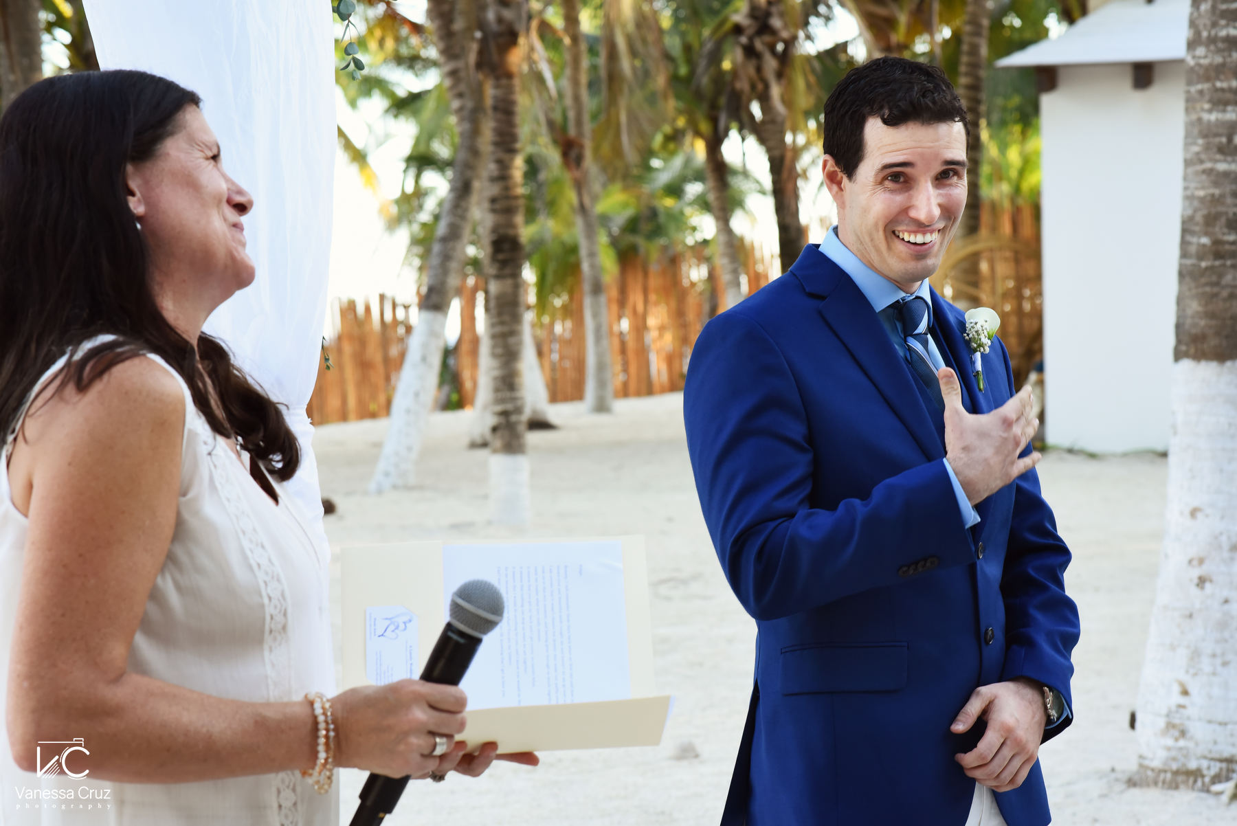 Groom emotions destination wedding Playa del Carmen Mexico