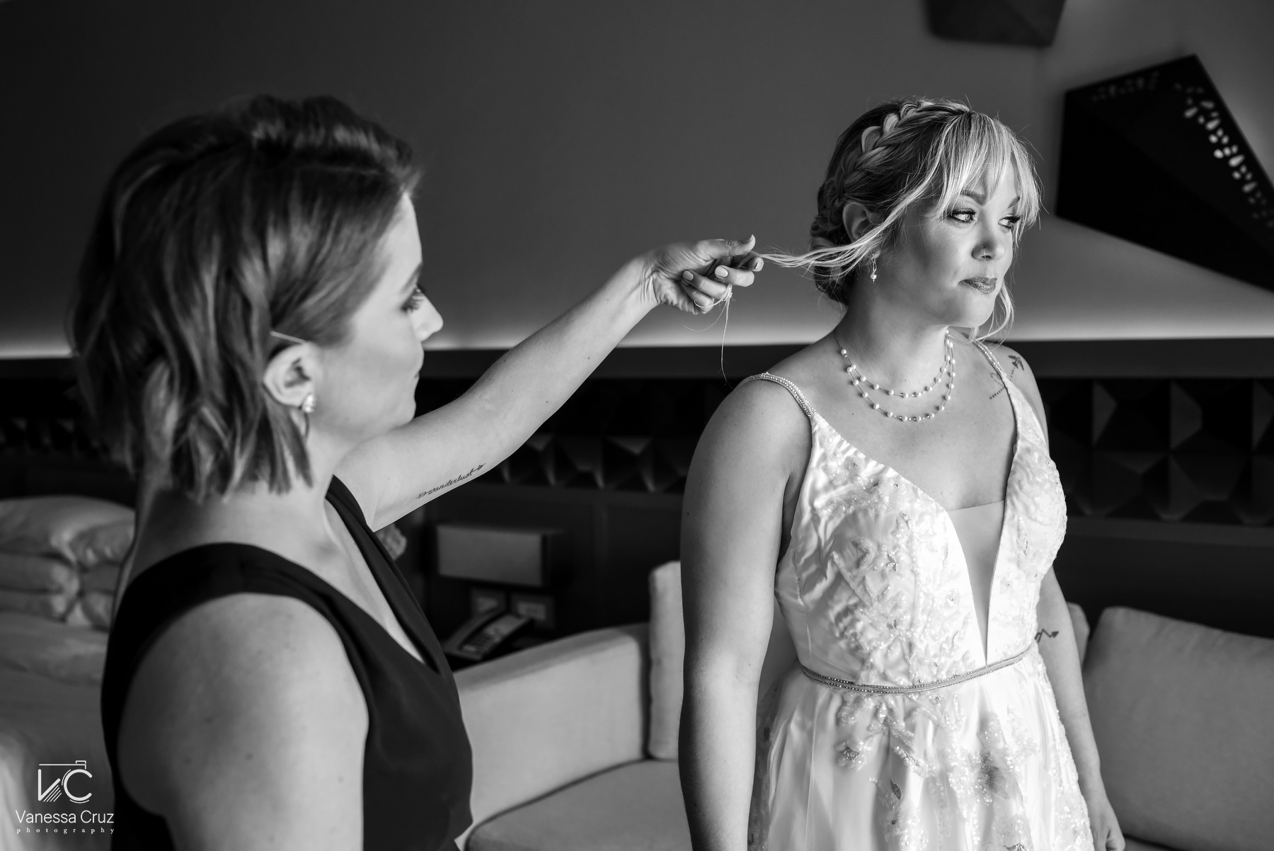 made of honor helping bride Destination Wedding Hyatt Ziva Cancun Mexico