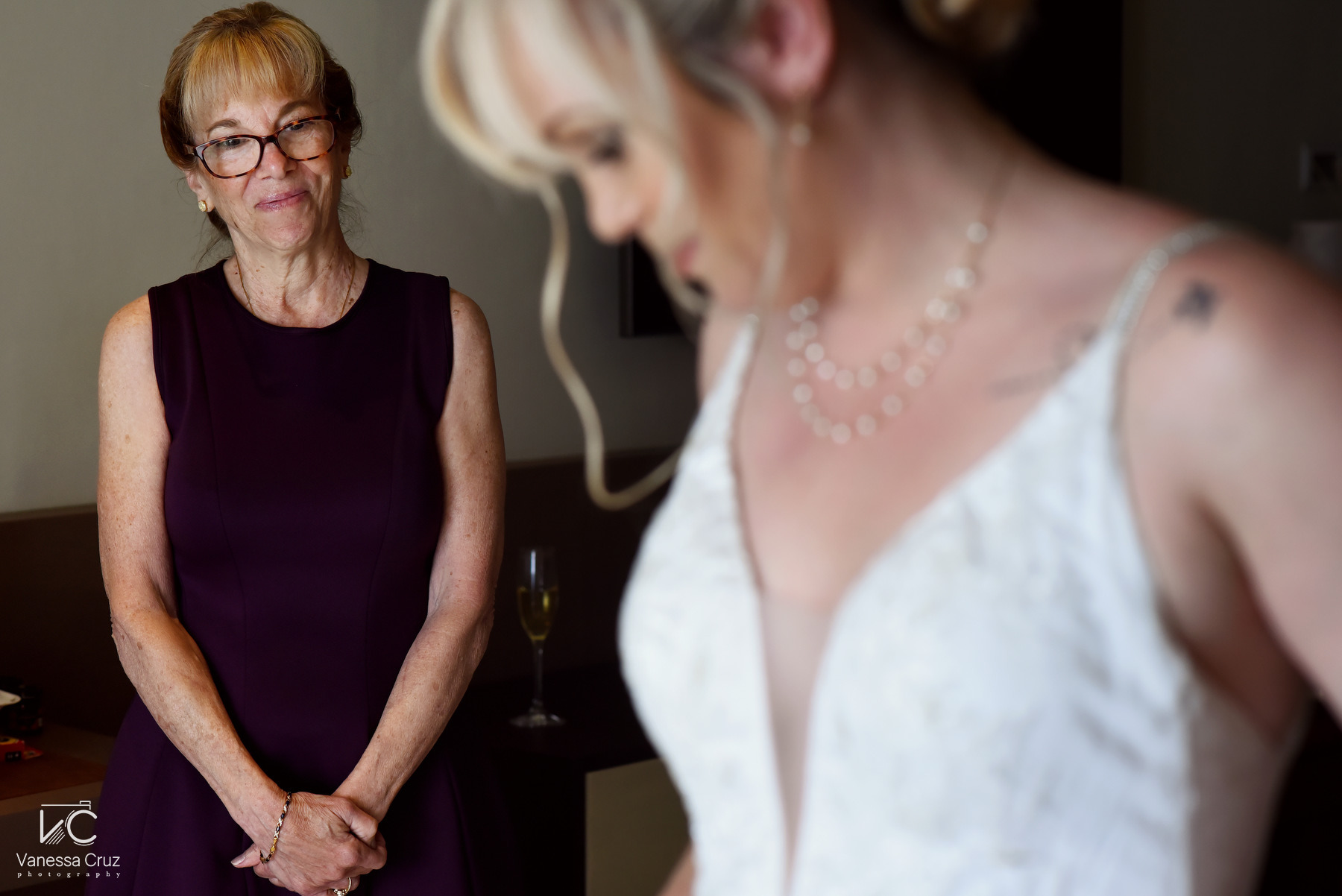 Proud mom looking her daughter Destination Wedding Hyatt Ziva Cancun Mexico