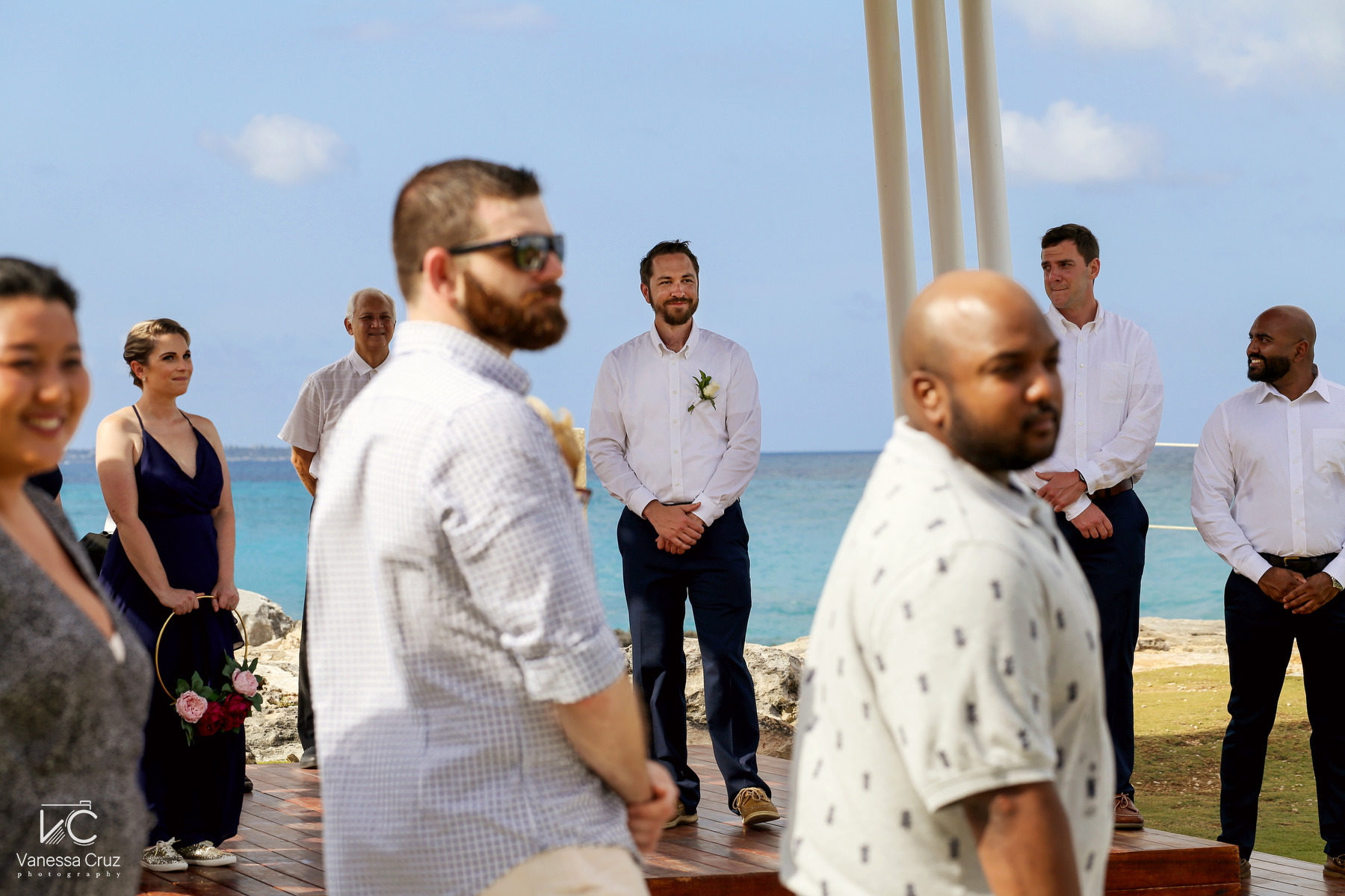 groom first look Lighthouse Destination Wedding Hyatt Ziva Cancun Mexico