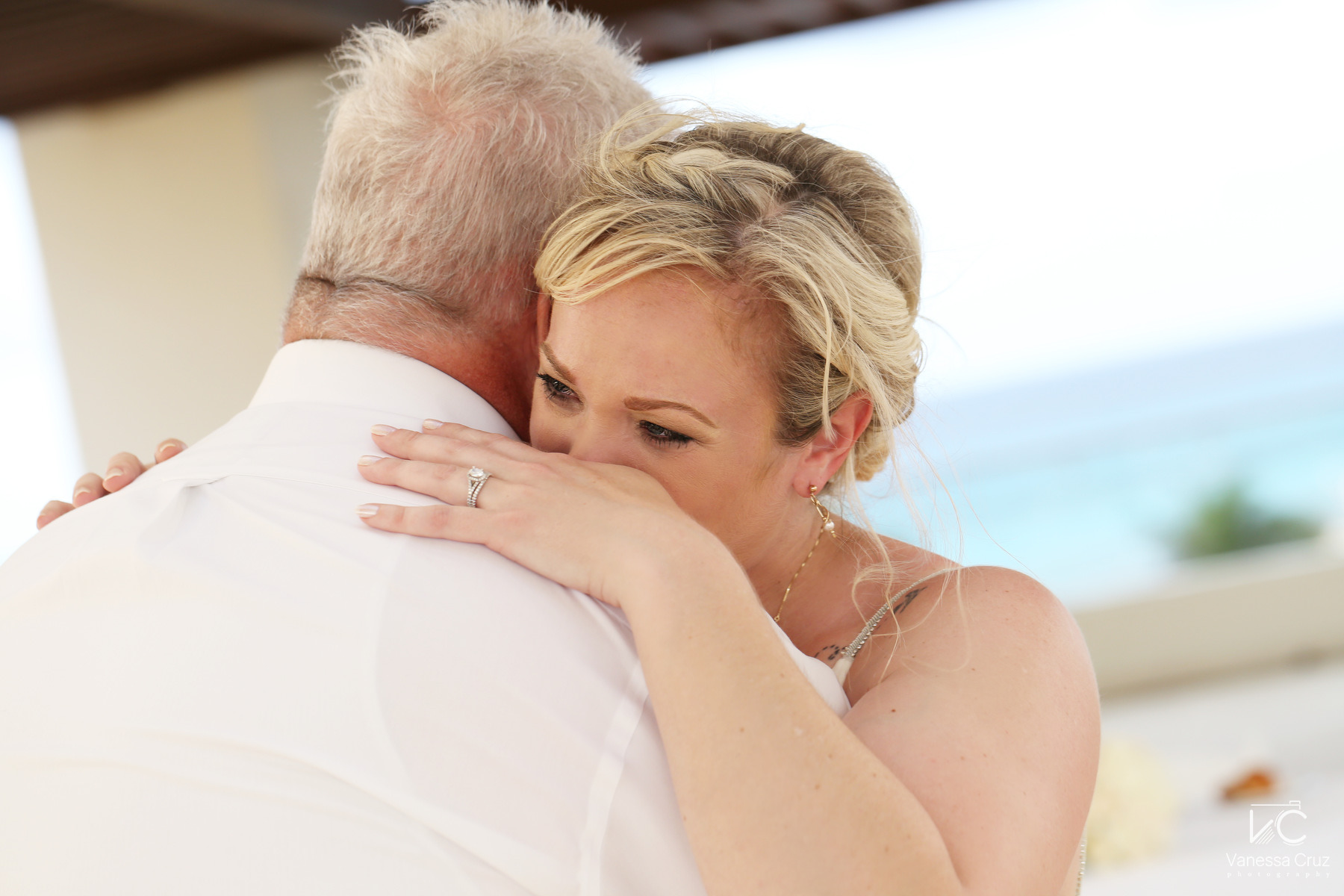 Bride crying father dance Hyatt Ziva Cancun Mexico