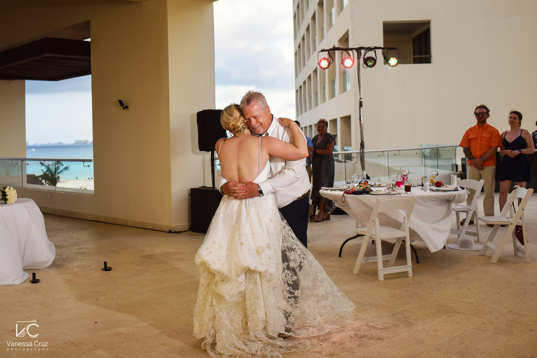Bride and dad Hyatt Ziva Riviera Maya Mexico