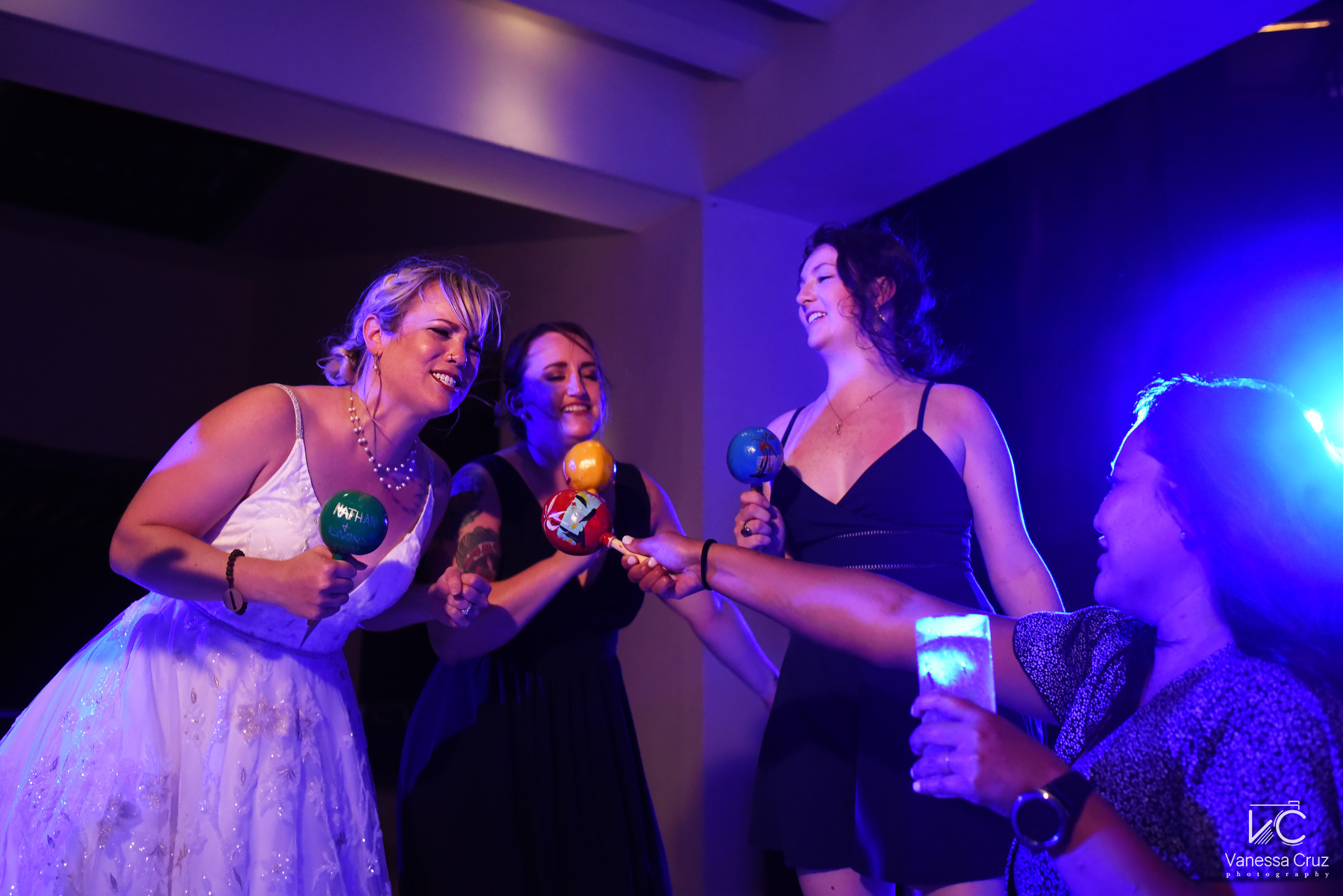 Bride enjoying wedding party Hyatt Ziva Cancun Mexico