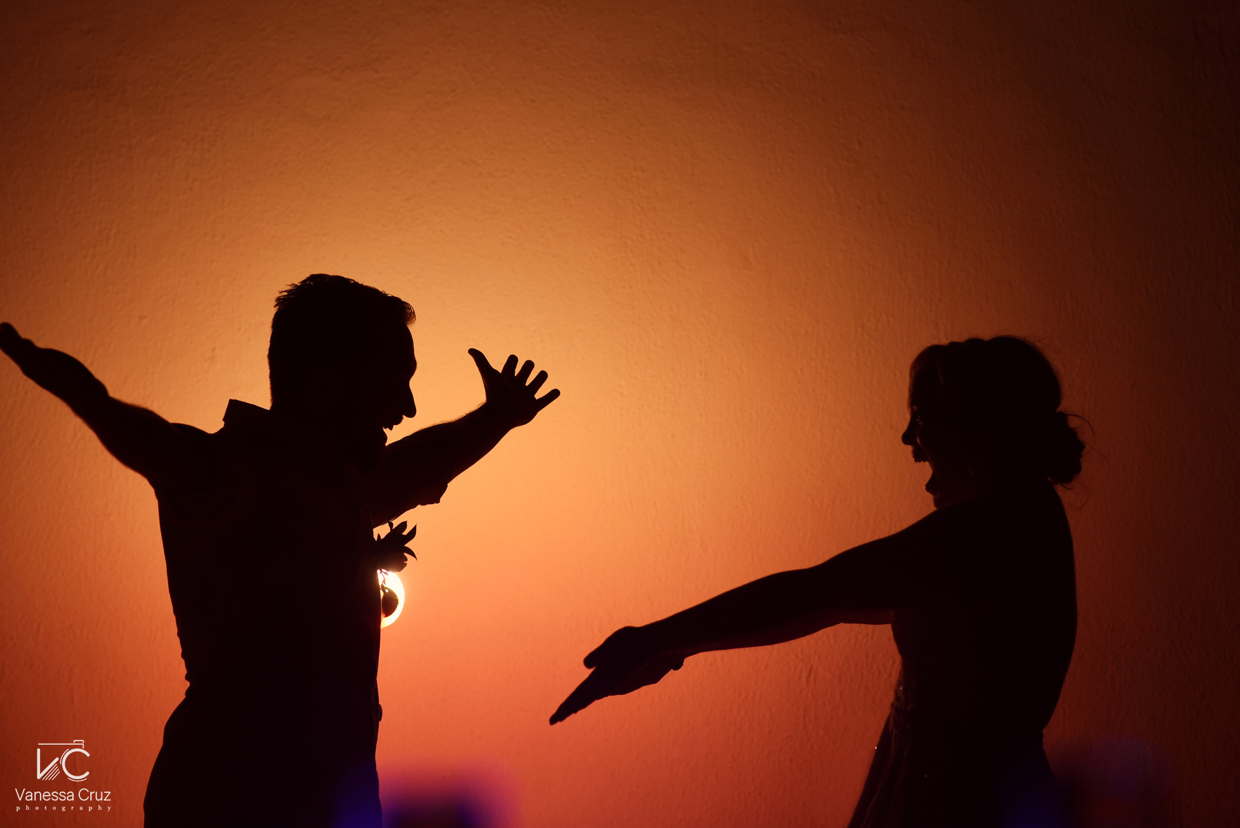 Funny bride and groom silhouette Hyatt Ziva Cancun Mexico