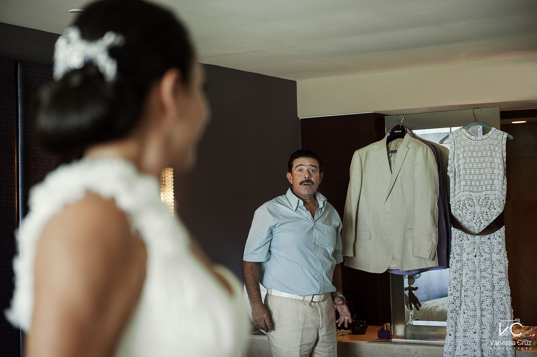 Bride and Groom First Look Destination Wedding Hard Rock Hotel Cancun Mexico