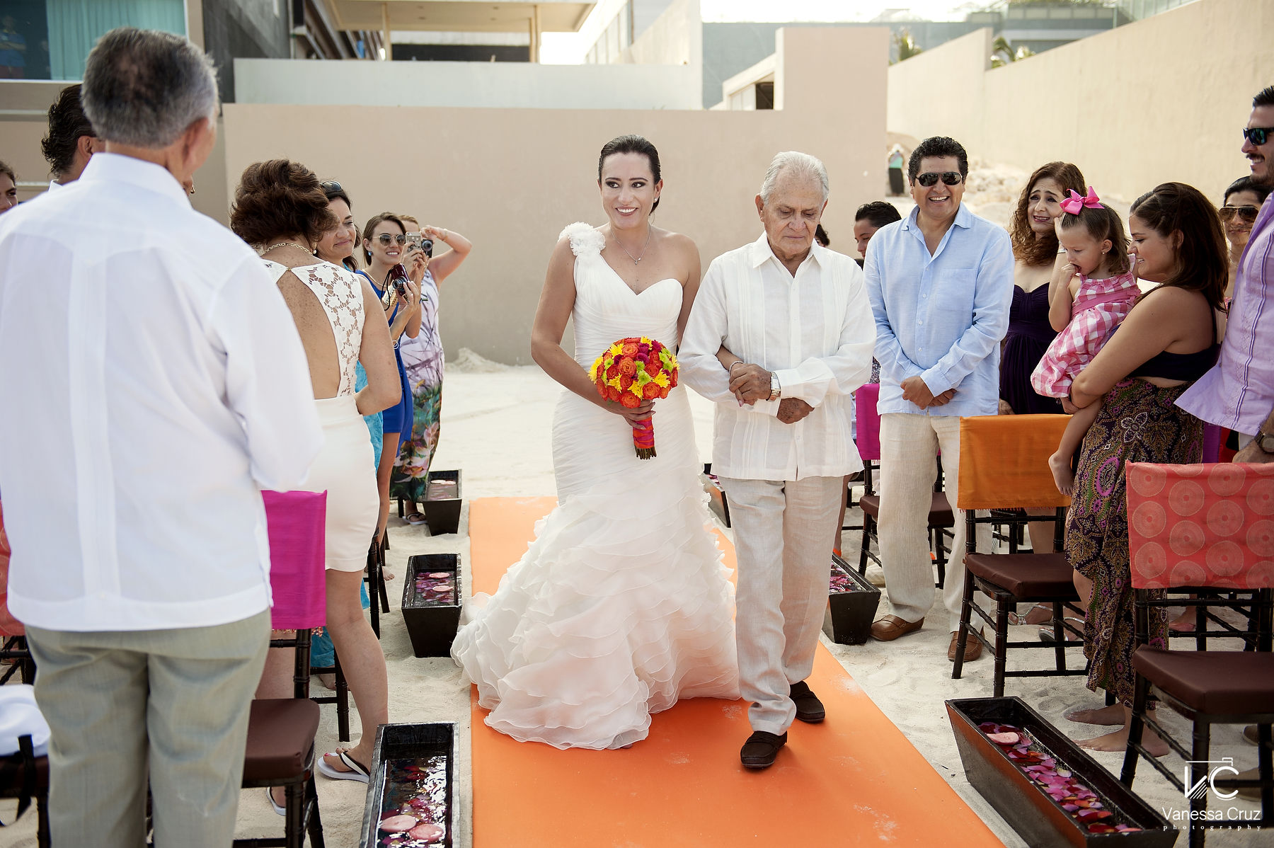 Father giving away bride Hard Rock Hotel Cancun Mexico