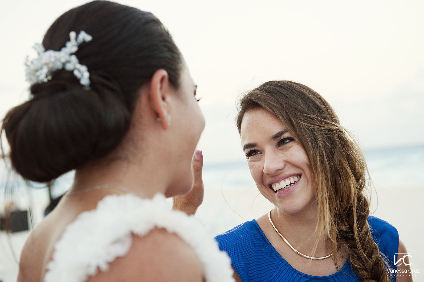 Wedding guest smiling bride Hard Rock Cancun Mexico
