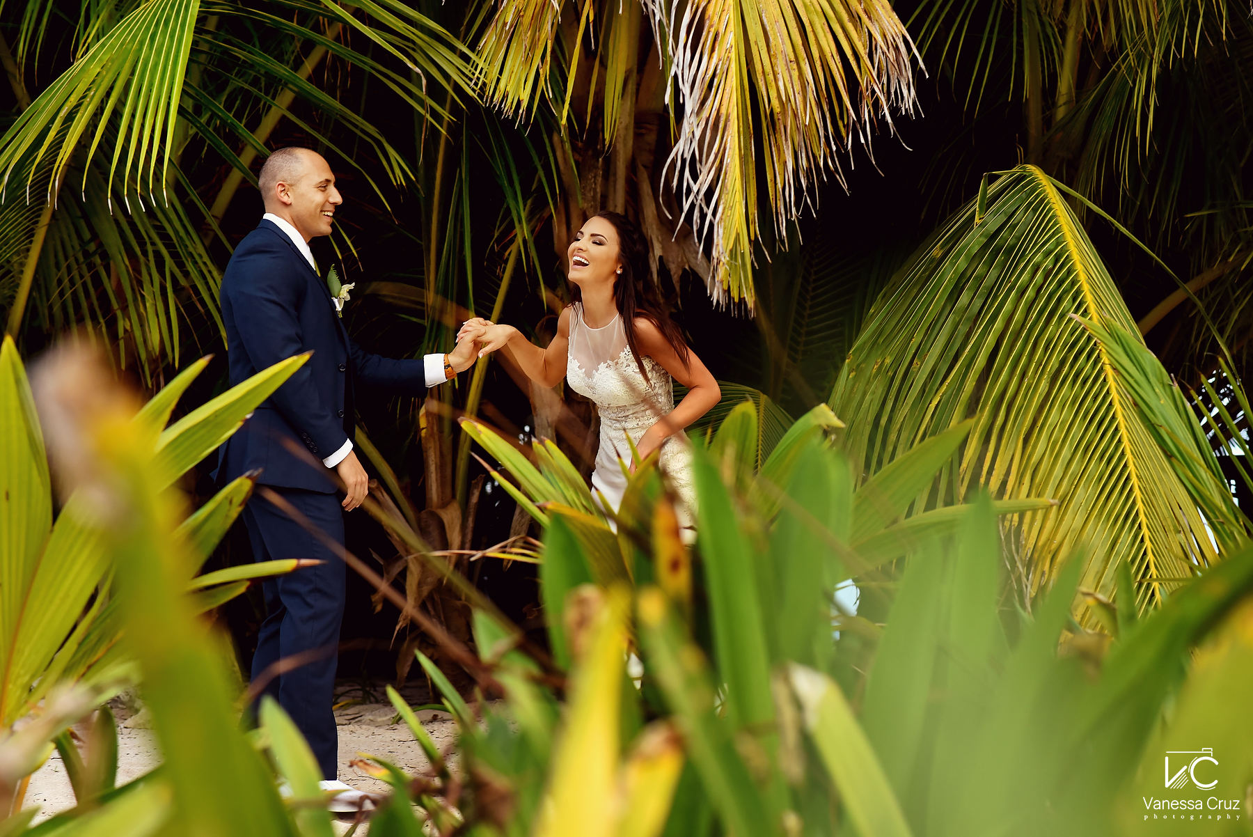 Bride and groom wedding photography session Blue Venado Venue Riviera Maya Mexico